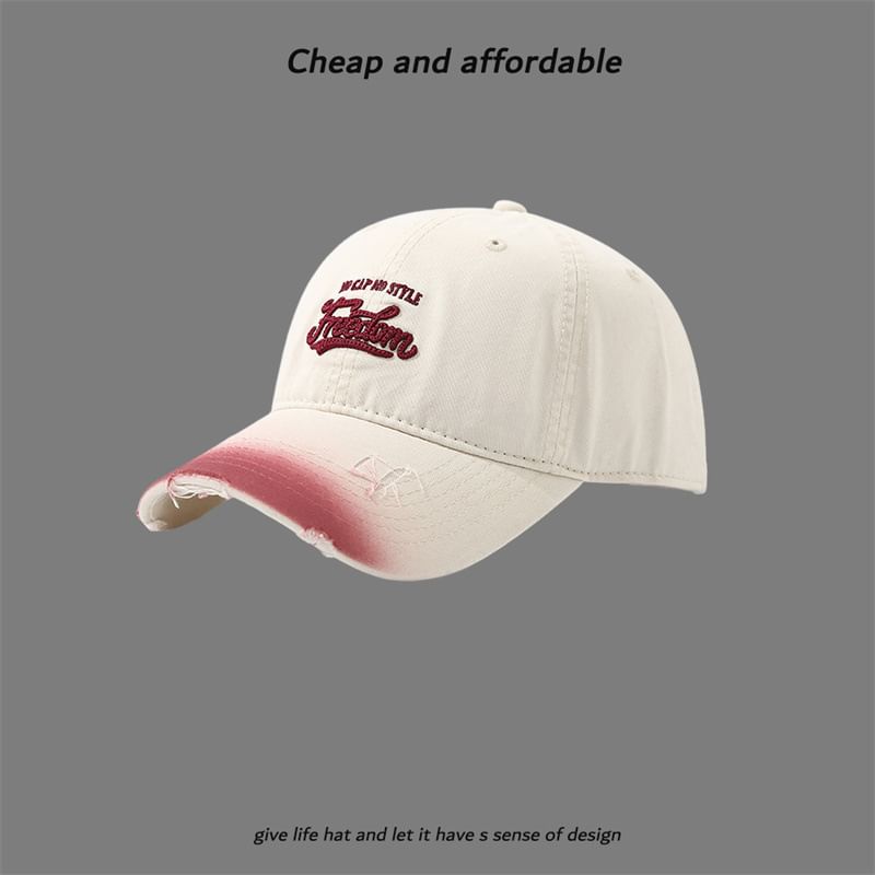 Letter Washed Cap Distressed Embroidered