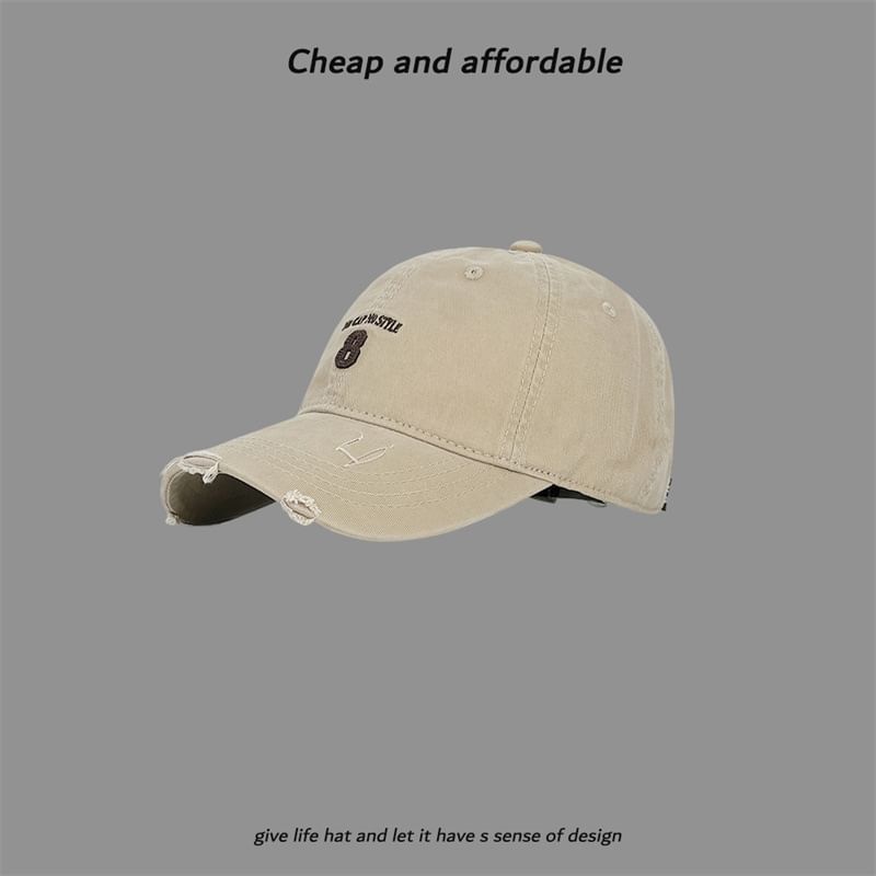 Distressed Washed Embroidered Number Cap