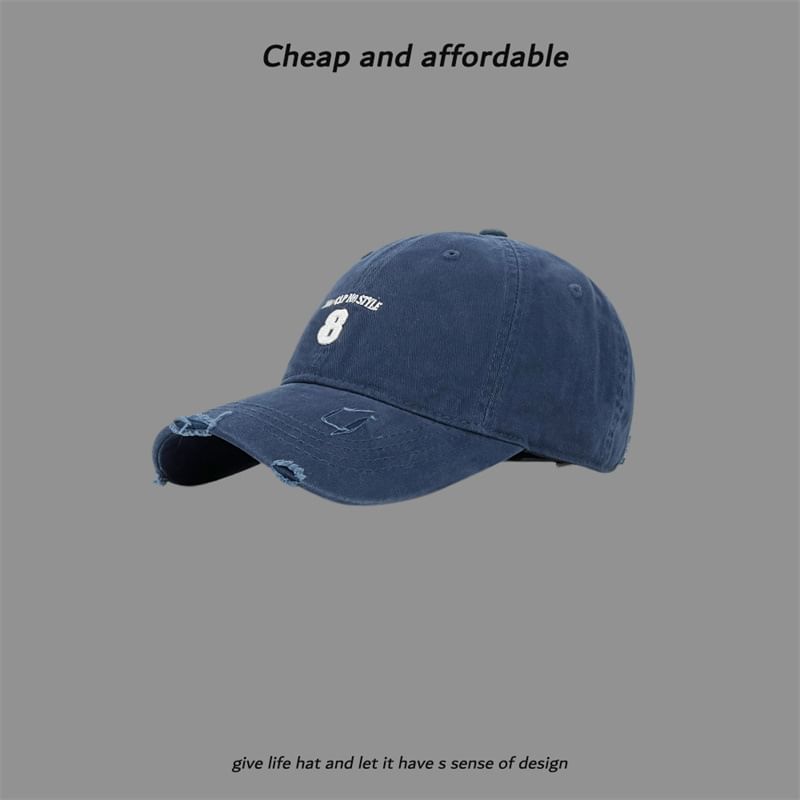 Distressed Washed Embroidered Number Cap