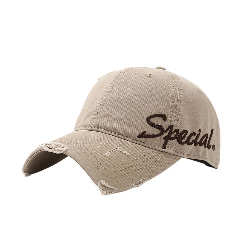 Letter Embroidered Distressed Cap