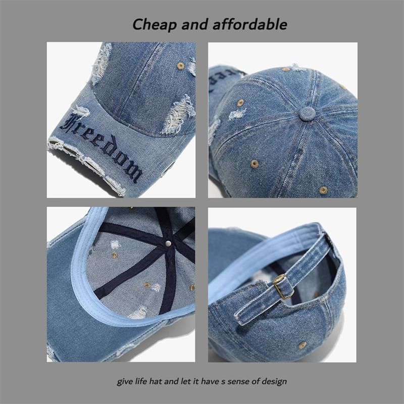 Washed Distressed Embroidered Letter Cap