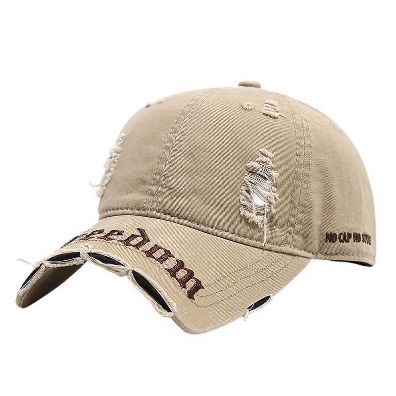 Washed Distressed Embroidered Letter Cap