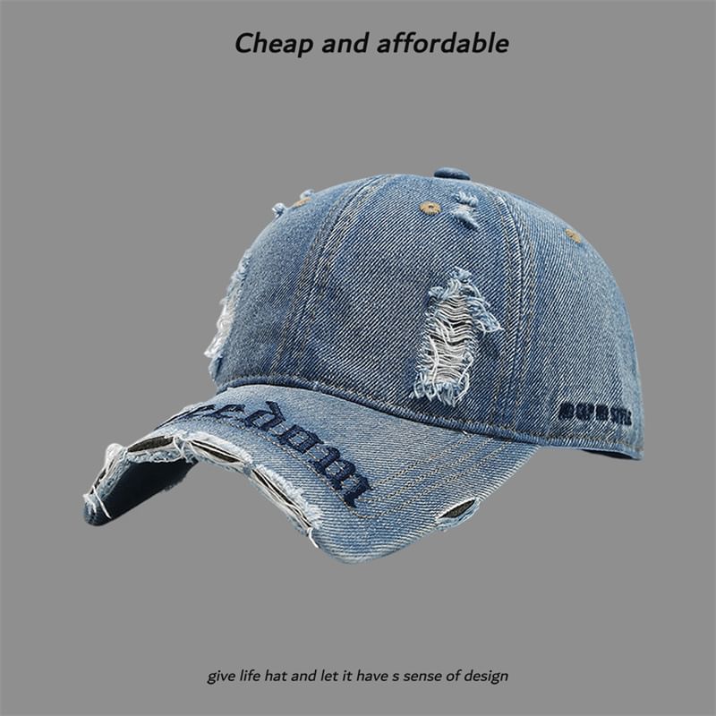 Washed Distressed Embroidered Letter Cap
