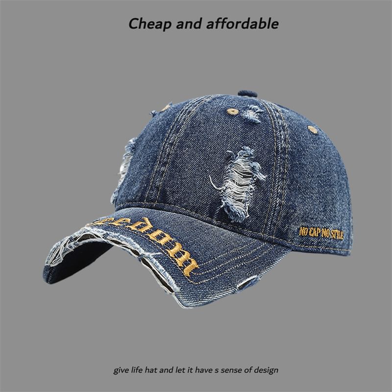 Washed Distressed Embroidered Letter Cap