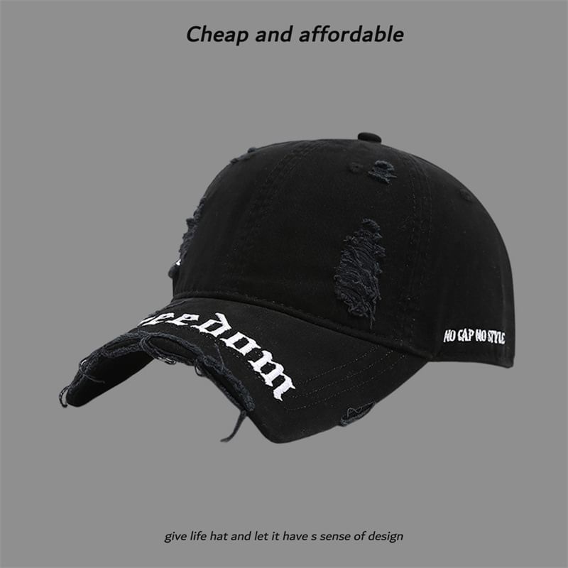Washed Distressed Embroidered Letter Cap