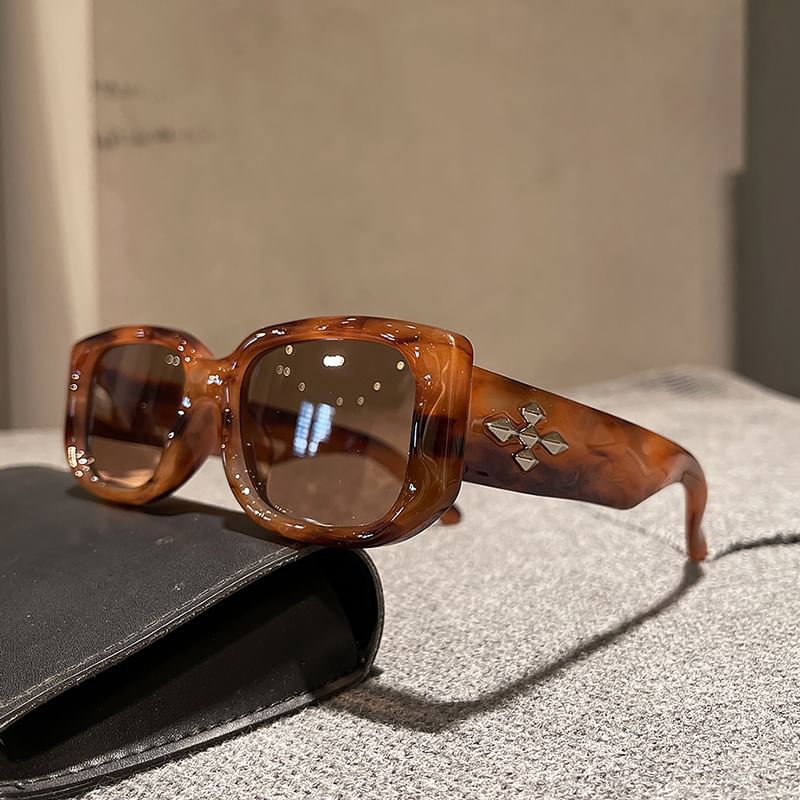 Square Cross Accent Frame Sunglasses