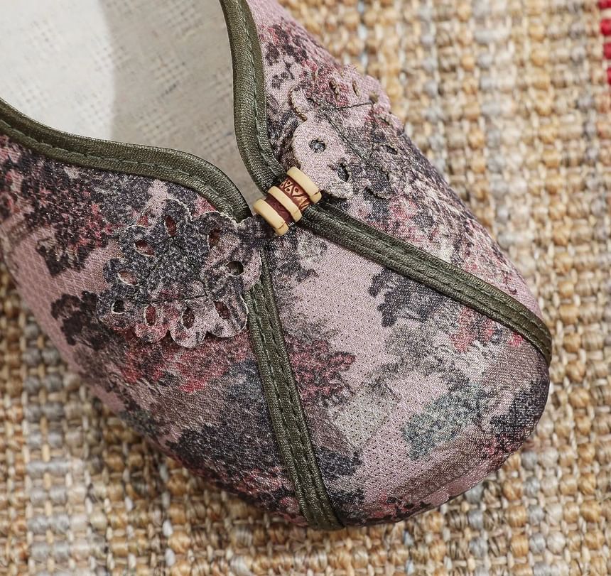 Print Floral Panel Flats