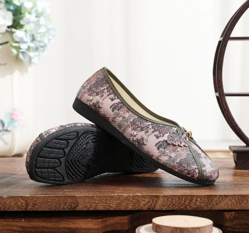 Print Floral Panel Flats