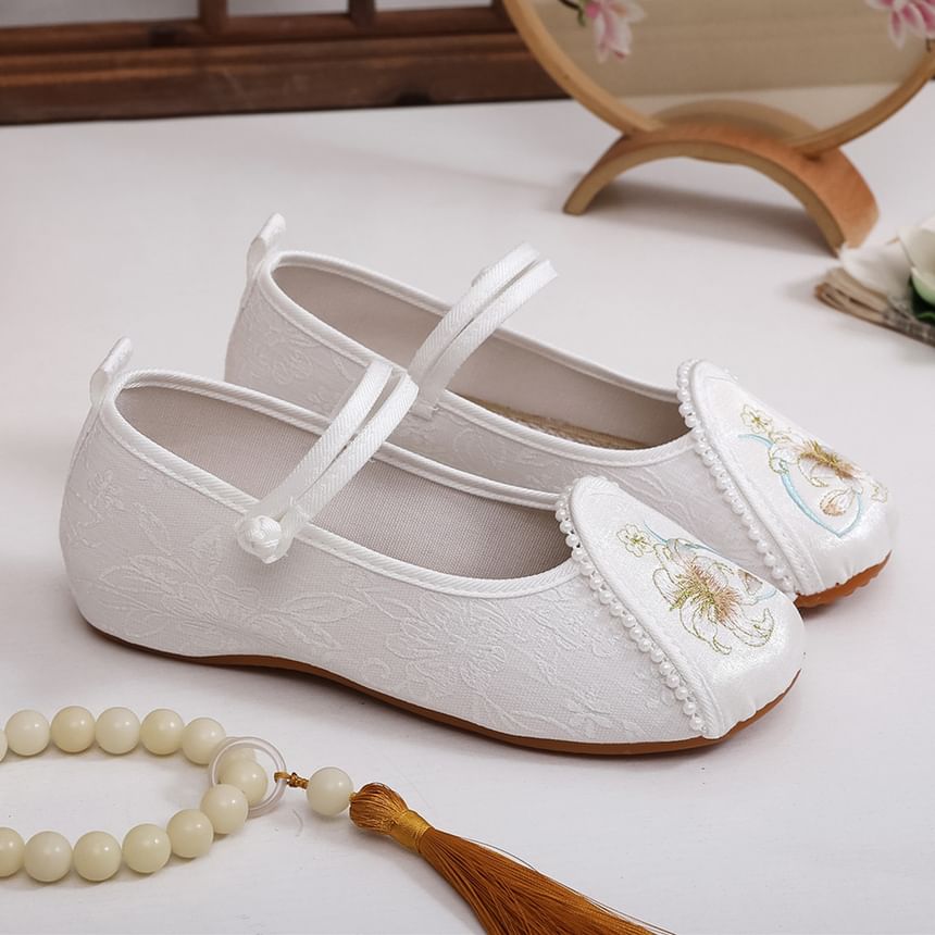 Heel Wedge Embroidery Floral Shoes