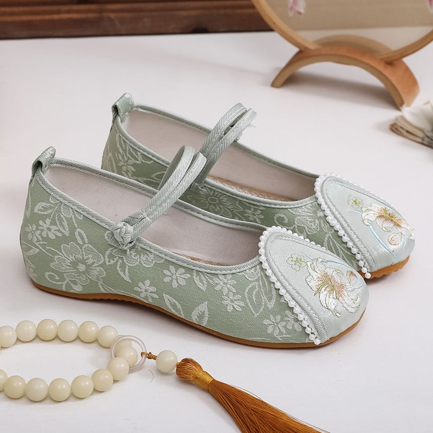 Heel Wedge Embroidery Floral Shoes