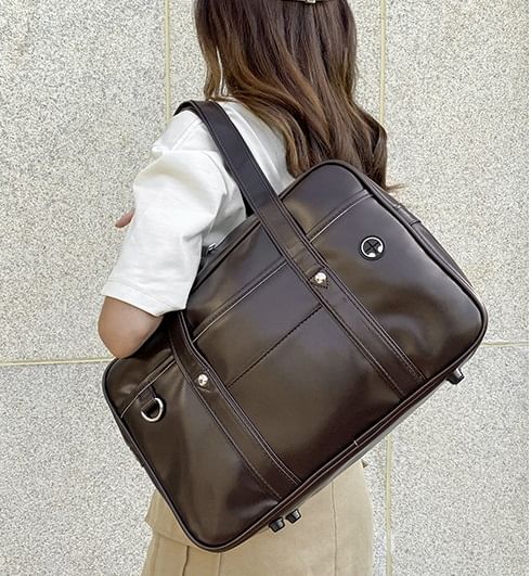 Bag Tote Faux Leather Pocketed