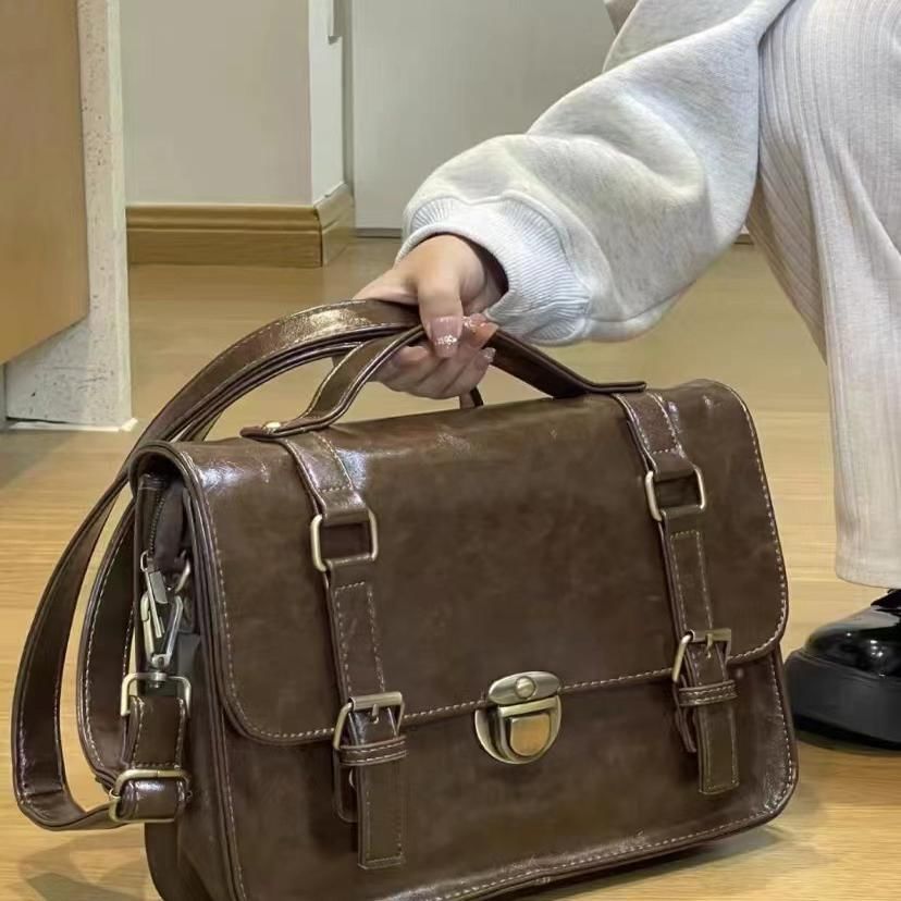 Leather Faux Satchel Plain Bag