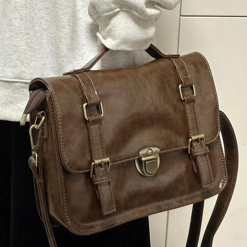 Leather Faux Satchel Plain Bag