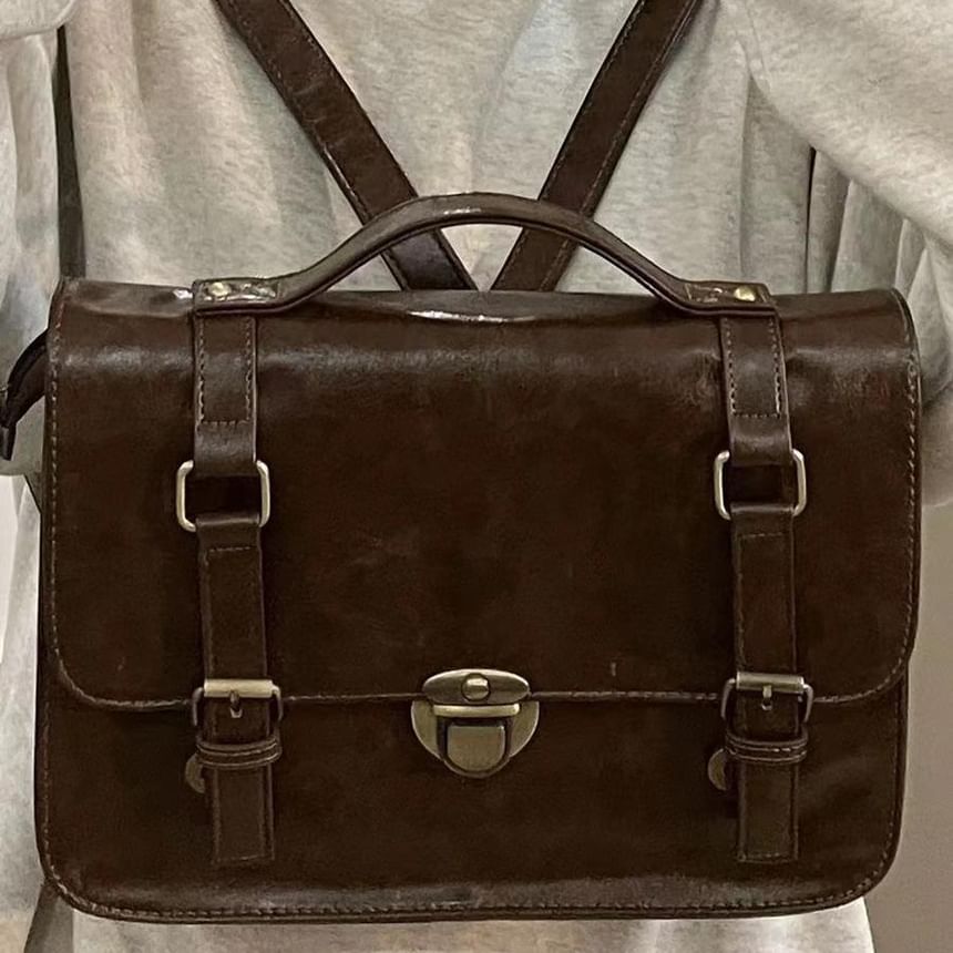Leather Faux Satchel Plain Bag