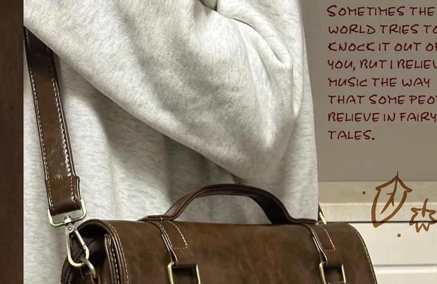 Leather Faux Satchel Plain Bag