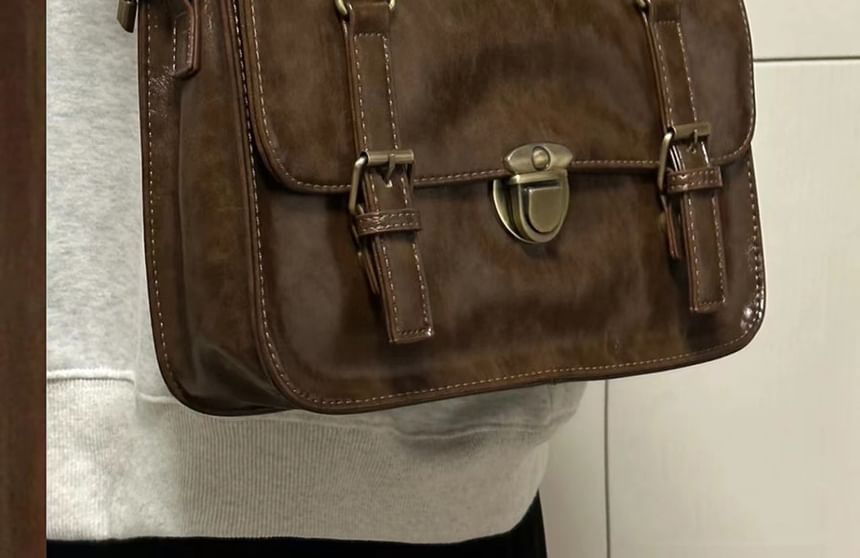 Leather Faux Satchel Plain Bag