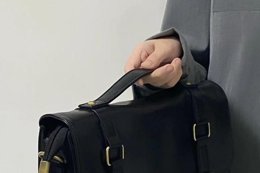 Leather Faux Satchel Plain Bag