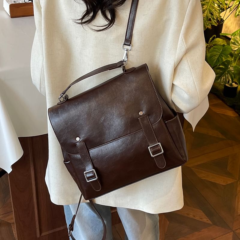 Leather Satchel Faux Backpack