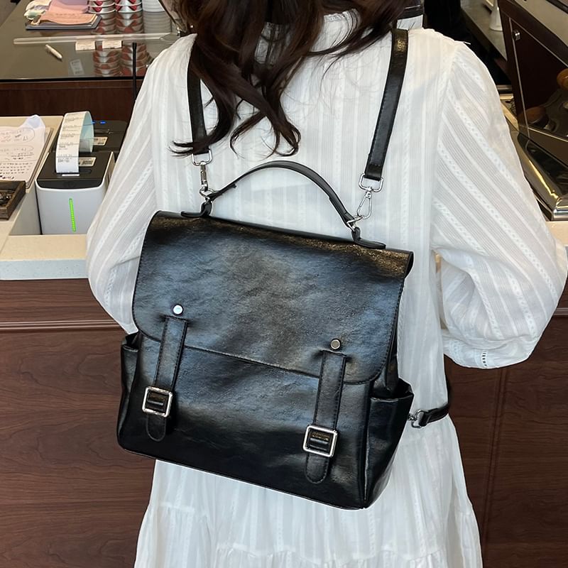 Leather Satchel Faux Backpack