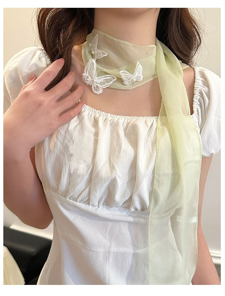 Butterfly Applique Mesh Scarf