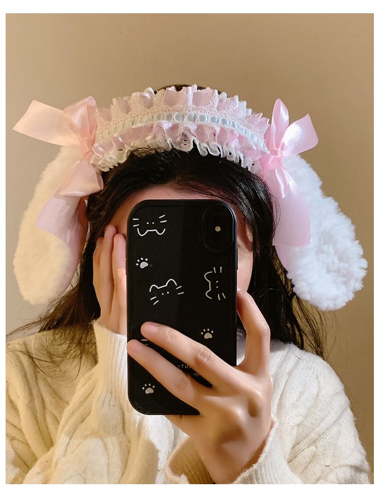 Bow Ruffle Ear Headband Bunny