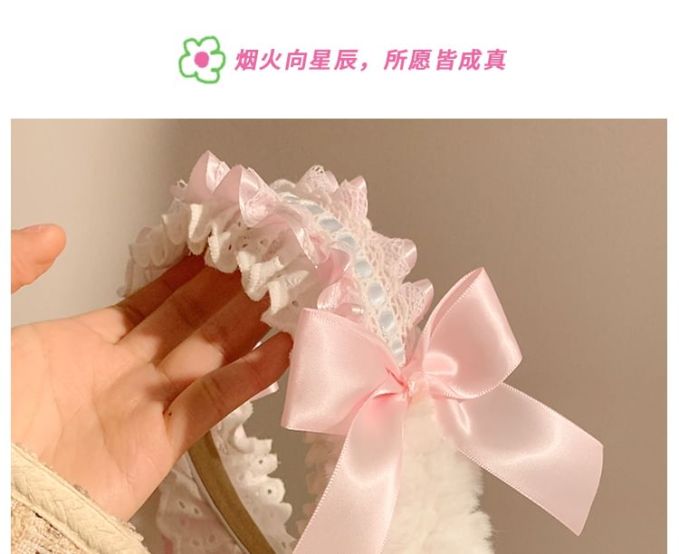 Bow Ruffle Ear Headband Bunny