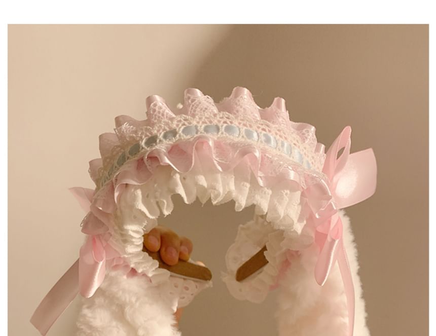 Bow Ruffle Ear Headband Bunny