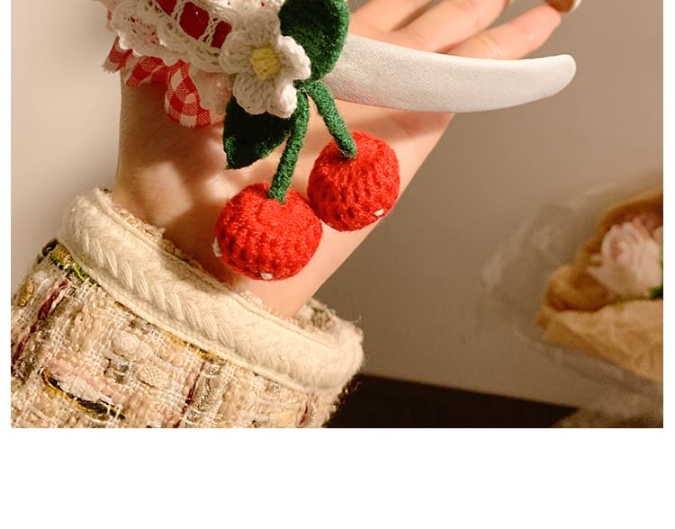 Headband Ruffle Detail Plaid Cherry