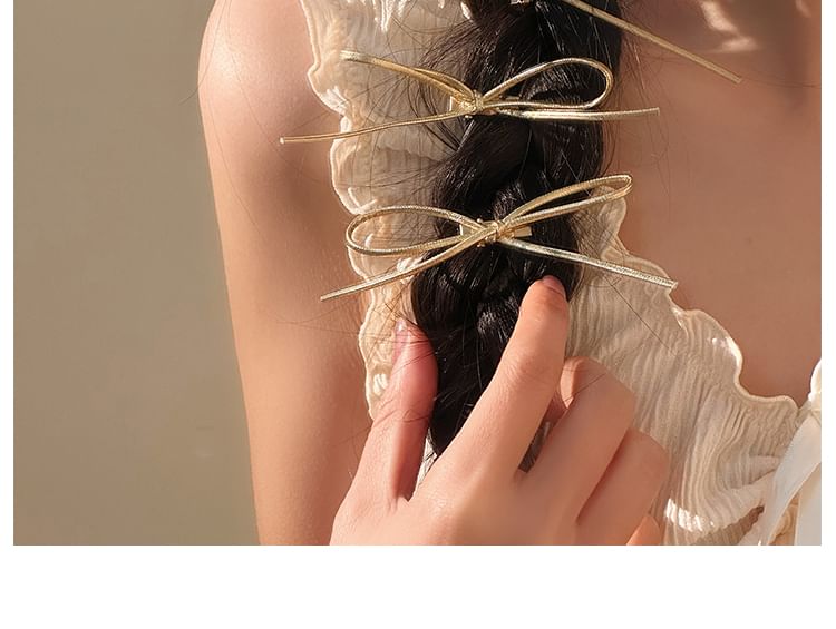 Set Bow Hair Metallic Clip