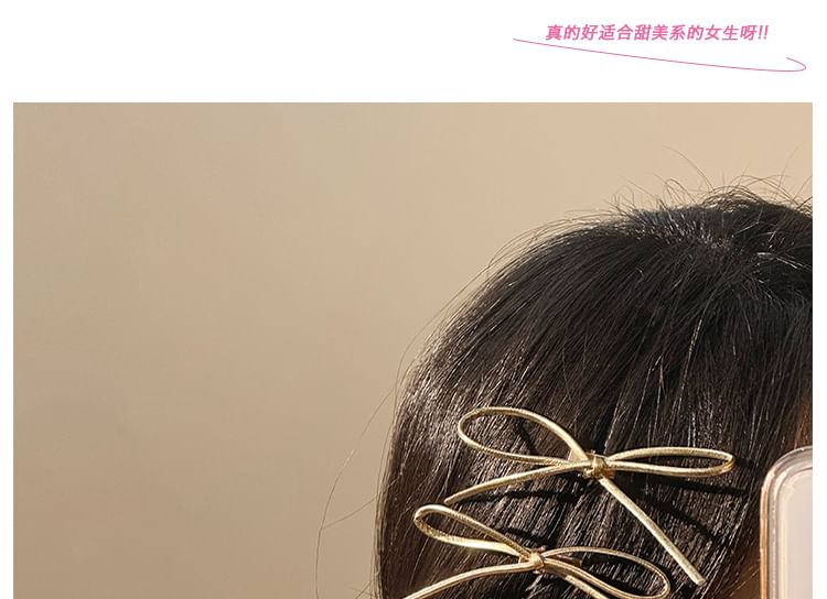 Set Bow Hair Metallic Clip