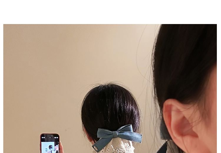 Clip Panel Bow Ruffle Denim Hair