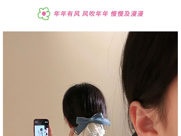 Clip Panel Bow Ruffle Denim Hair