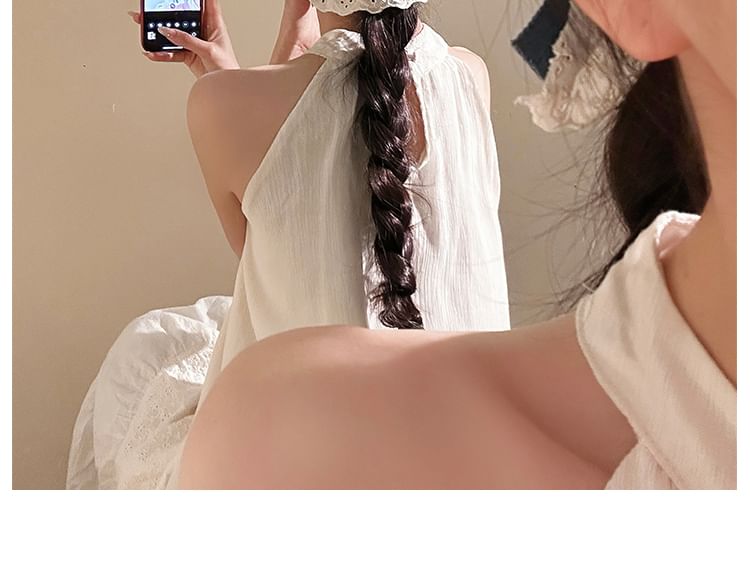 Clip Panel Bow Ruffle Denim Hair