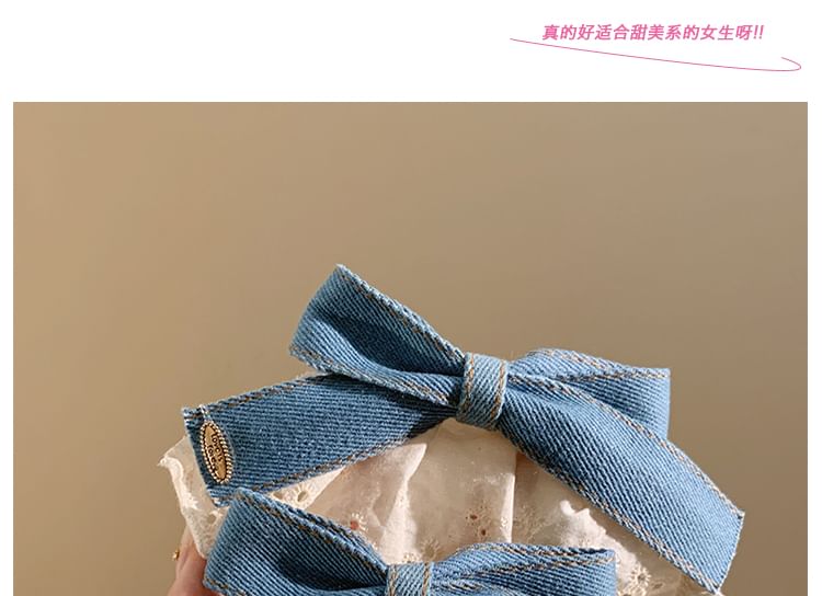 Clip Panel Bow Ruffle Denim Hair
