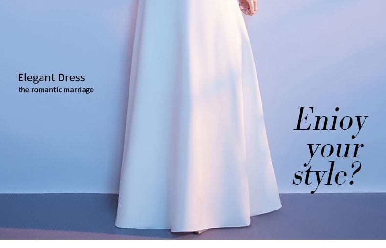 Short-Sleeve Stand Collar Floral Embroidered A-Line Evening Gown