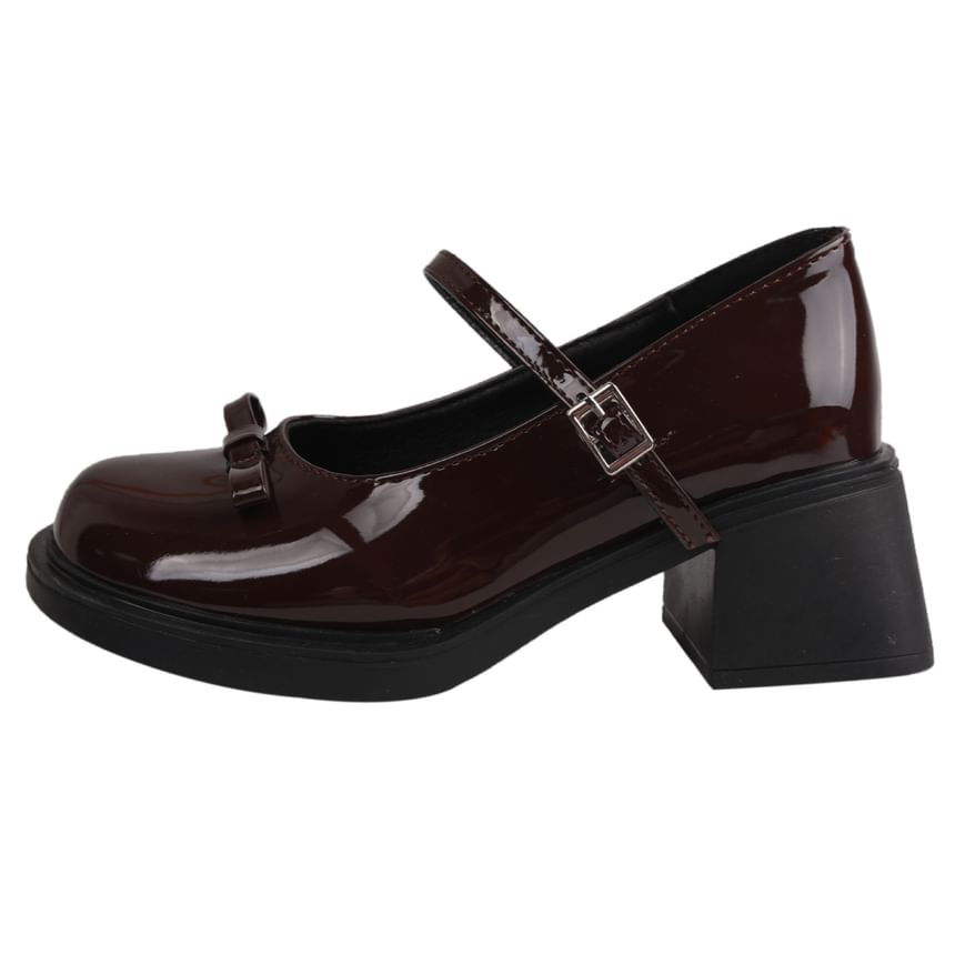 Chunky Bow Heel Jane Mary Pumps