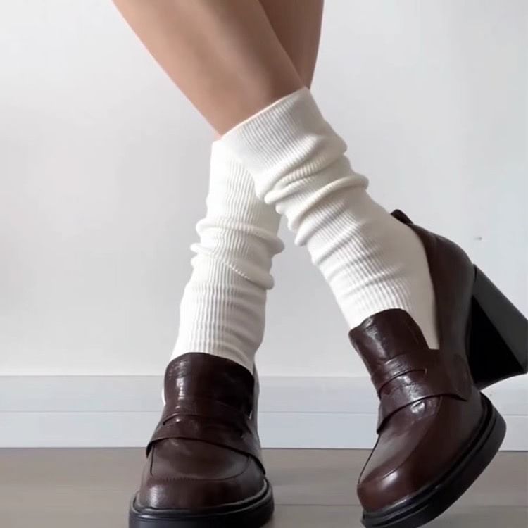 Heel Chunky Loafer Pumps