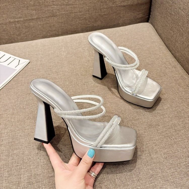 Platform Heel High Rhinestone Sandals