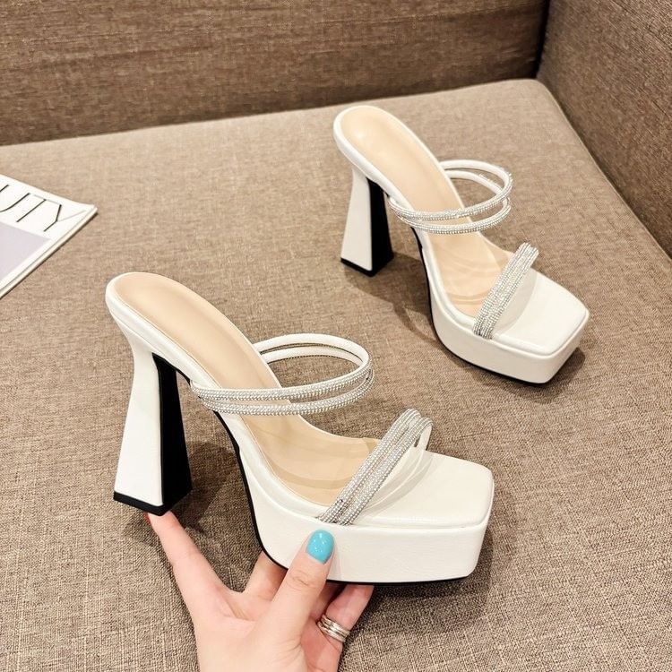 Platform Heel High Rhinestone Sandals
