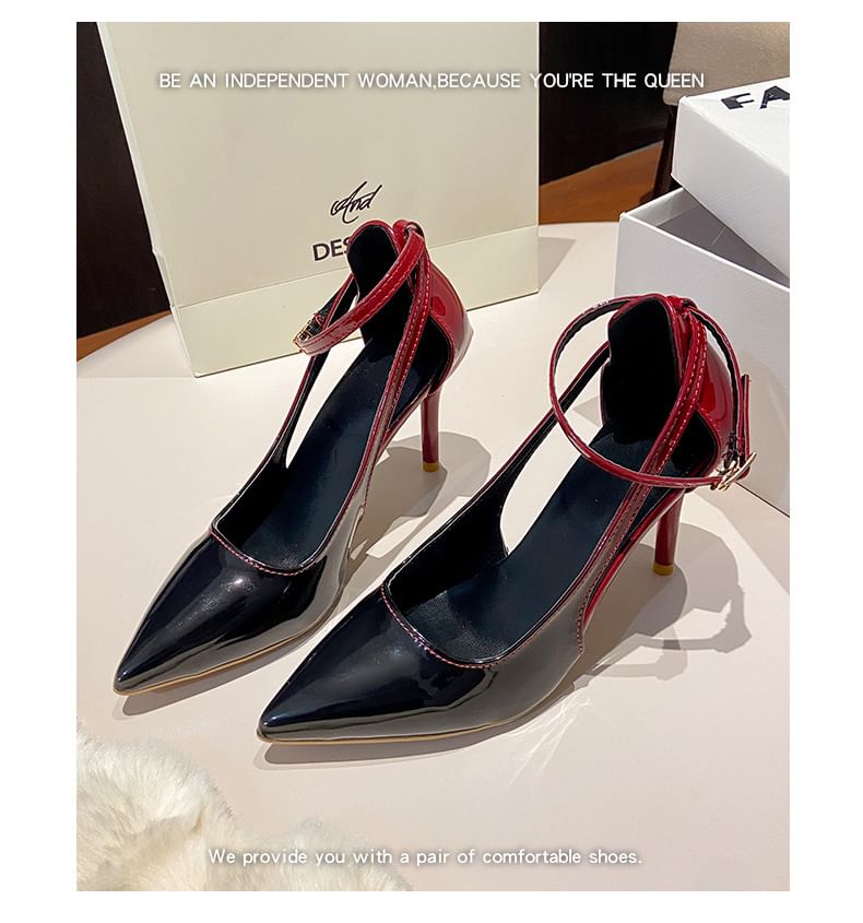 D'Orsay Stiletto Pumps Heel Ankle Gradient Strap