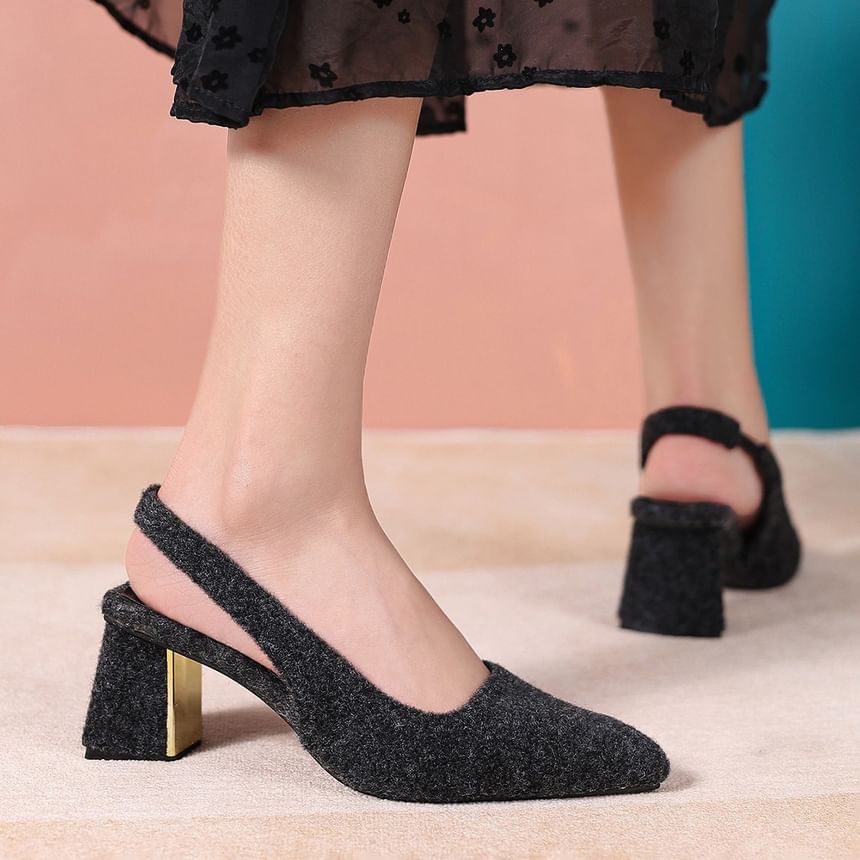 Pumps Slingback Block Pointed Toe Heel