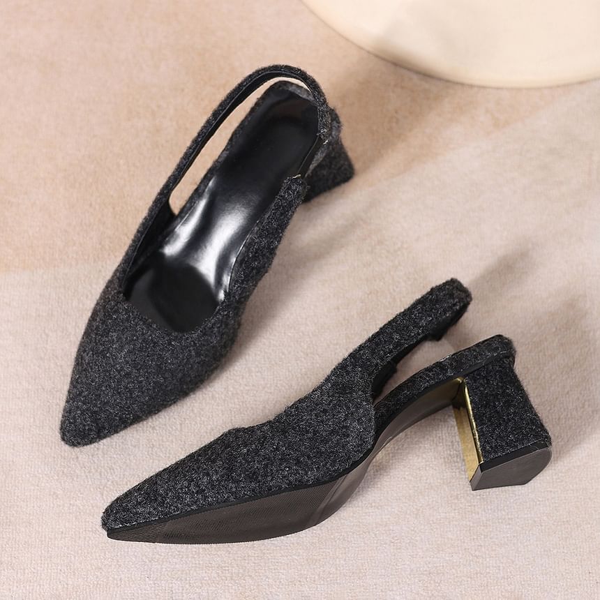 Pumps Slingback Block Pointed Toe Heel