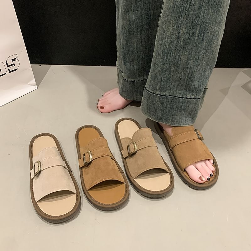 Buckled Sandals Plain Slide