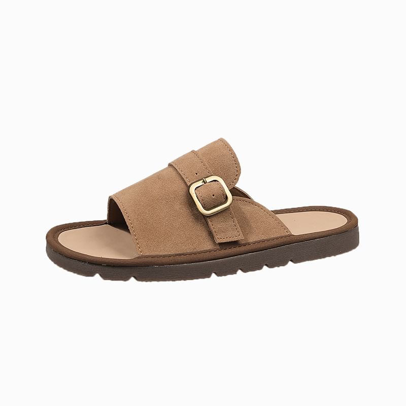 Buckled Sandals Plain Slide