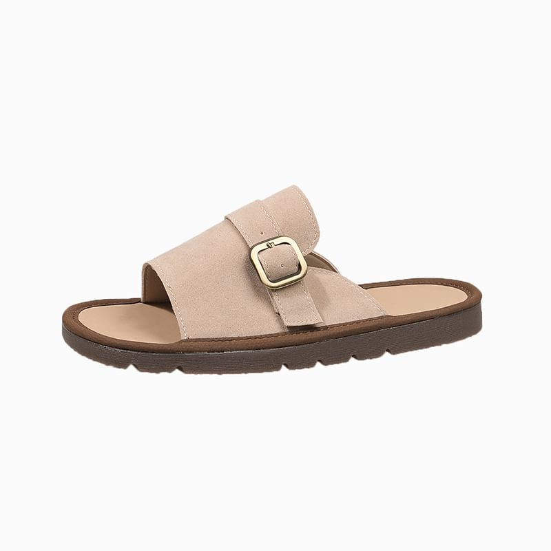 Buckled Sandals Plain Slide