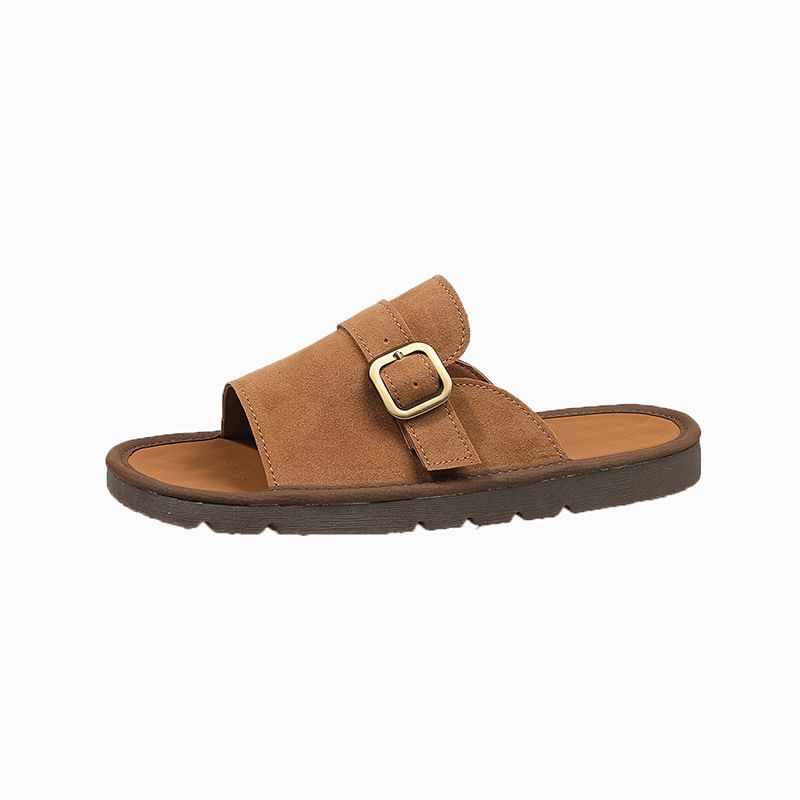 Buckled Sandals Plain Slide