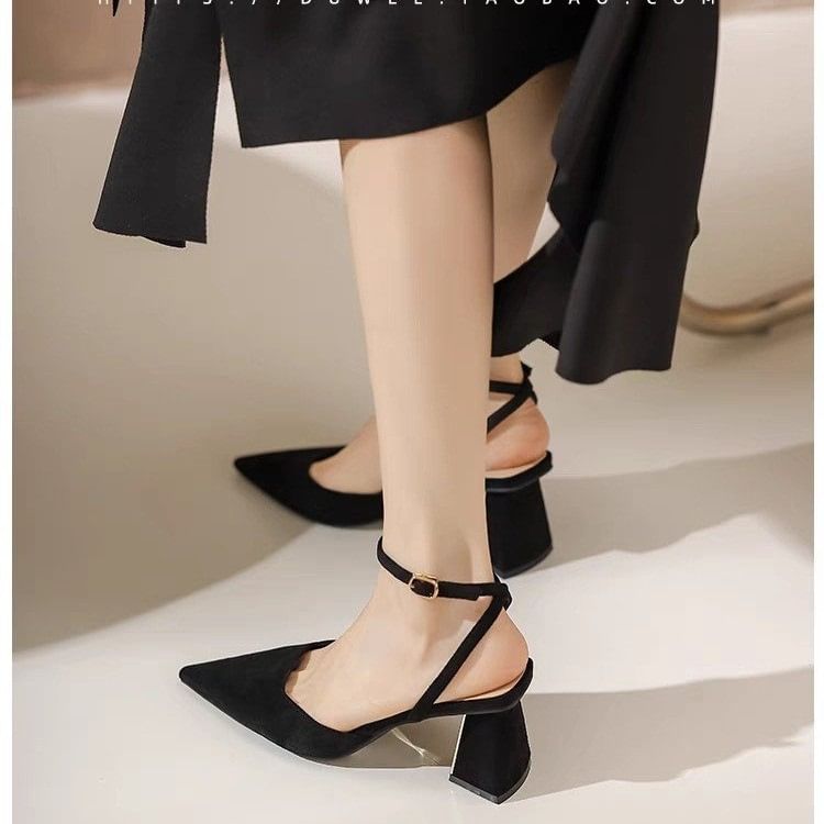 Pointed Heel Slingback Sandals Toe Stiletto