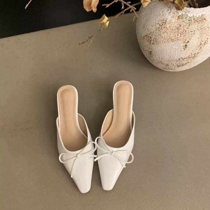 Toe Stiletto Bow Pointed Mules Heel