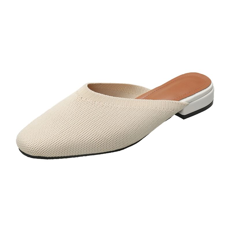 Flat Two-Tone Knit Mules