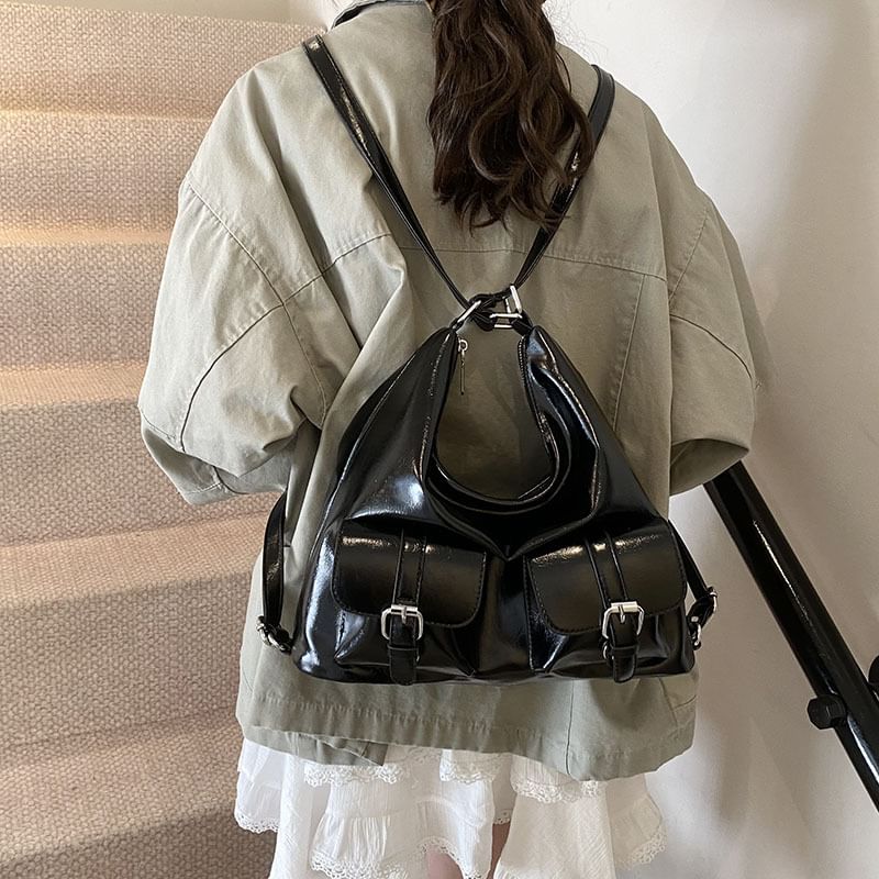 Faux Multi-Pocket Backpack Leather